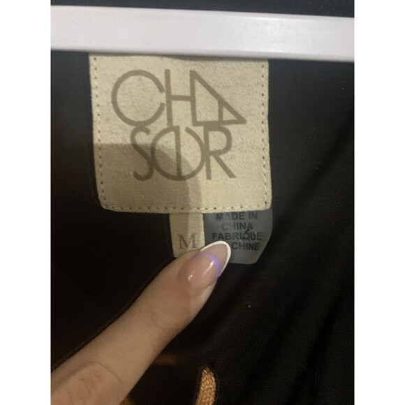 Chasor Women’s Black Dress With Leather Lace Down Front. Size M. B24 - Picture 2 of 3